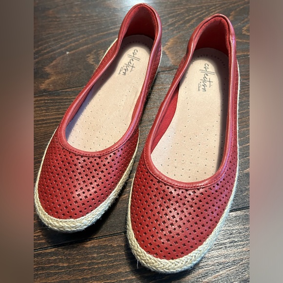 Clarks Women's Danelly Adira Summer ballerina Ballet Flat, Red Leather size 6.5 - Picture 4 of 9